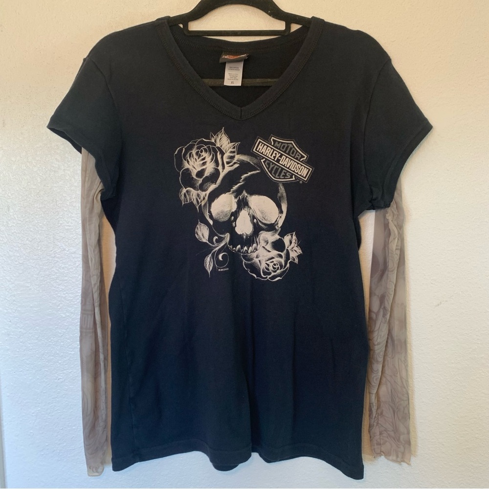 📍BOGO Rare HTF XL mesh tattoo long sleeve Harley Davidson Fort Worth